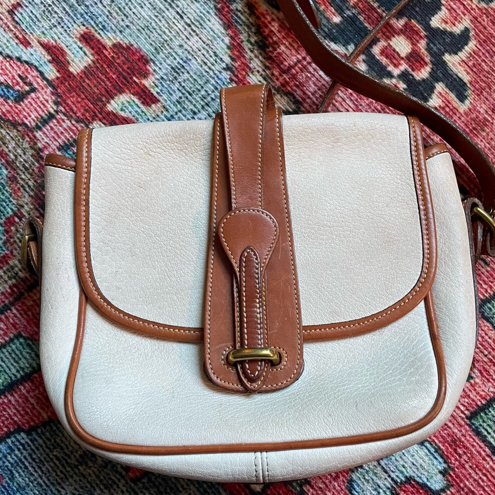 Vintage Dooney & Bourke White and Brown Tack Bag/Purse